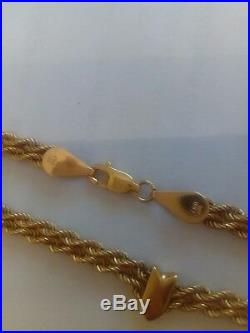 9ct gold rope chain necklace, double strand