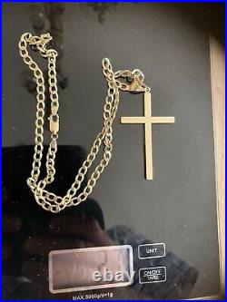 9ct solid gold cross and chain