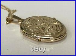 9ct solid gold engraved locket pendant & 9ct gold Chain necklace 5.36g