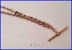 9ct solid rose gold pocket watch chain with T-Bar 9.0g