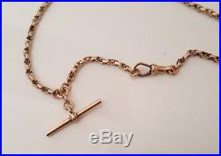 9ct solid rose gold pocket watch chain with T-Bar 9.0g