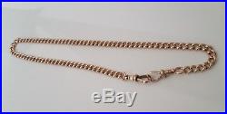 9ct solid rose gold pocket watch kerb link chain 24.54g