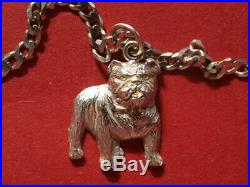 9ct white gold Bulldog Pendant on 9ct gold curb chain 13.10 grams