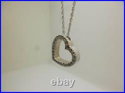 9ct white gold diamond heart pendant with 20 chain