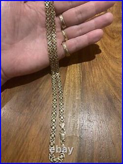 9ct yellow gold Byzantine/ Etruscan link chain necklace 60g hallmarked 23