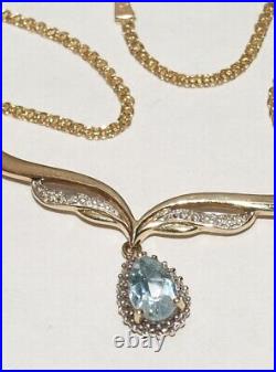 9ct yellow gold aquamarine necklace