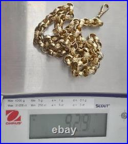 9ct yellow gold belcher chain 24 inches 92.9g