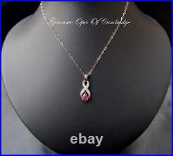 9k 9ct Gold Ruby and Diamond Necklace 42cm 16.5 trace link chain 1.23g