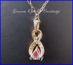 9k 9ct Gold Ruby and Diamond Necklace 42cm 16.5 trace link chain 1.23g