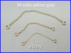 9k 9ct yellow gold two clasp extender safety chain connector extension 0.5 4