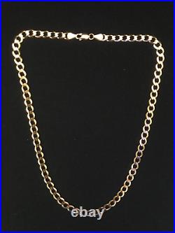 9kt Italian yellow gold 18'' flat curb chain, vintage, 12.2gm, 6mm links, unisex