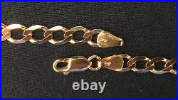 9kt Italian yellow gold 18'' flat curb chain, vintage, 12.2gm, 6mm links, unisex