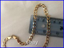 9kt Italian yellow gold 18'' flat curb chain, vintage, 12.2gm, 6mm links, unisex