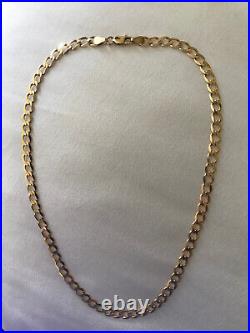 9kt Italian yellow gold 18'' flat curb chain, vintage, 12.2gm, 6mm links, unisex