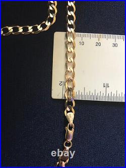 9kt Italian yellow gold 18'' flat curb chain, vintage, 12.2gm, 6mm links, unisex