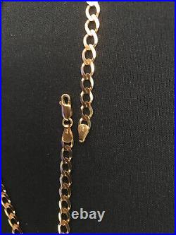 9kt Italian yellow gold 18'' flat curb chain, vintage, 12.2gm, 6mm links, unisex