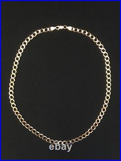 9kt Italian yellow gold 18'' flat curb chain, vintage, 12.2gm, 6mm links, unisex