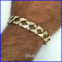 A Lovely 9ct (375) Yellow Gold Men's Chunky Curb Reversible Chain Bracelet