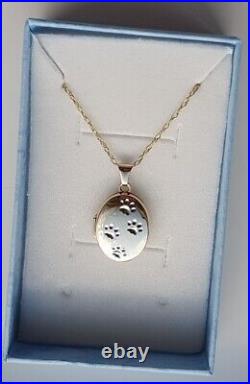 Animal lovers 9ct Yellow gold animal paw Print Locket with 18 gold chain