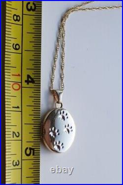 Animal lovers 9ct Yellow gold animal paw Print Locket with 18 gold chain