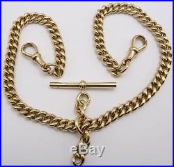 Antique 15 inch 9ct yellow gold double albert pocket watch guard chain 60.6 gms