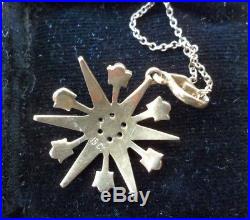 Antique 15ct Gold Seed Pearl Star Snowflake Pendant on 9ct Gold Chain