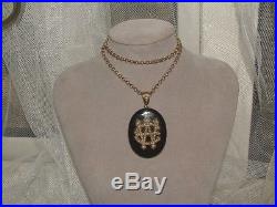 Antique 18 Carat Gold Jet Picture Locket Pearl Initials WE EW in Memory of
