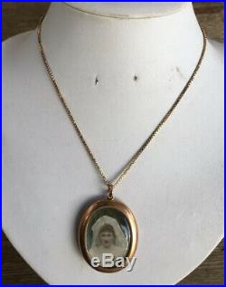 Antique 1900 Large Australian 9ct Rose Gold Locket & Matching Solid Gold Chain
