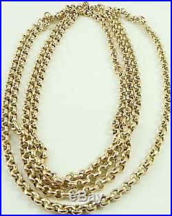 Antique 58 inch long 9ct gold guard chain Weighs 24.4 grams
