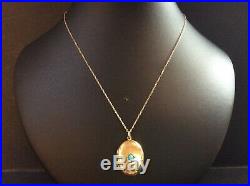 Antique 9Ct Gold Locket withTurquoise Stone, 18inch Necklace Chain, HM Bham 1909