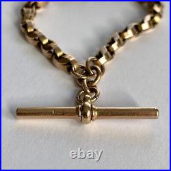 Antique 9ct Gold Albert Chain Edwardian 10.22g Fancy Link 11.5 T-bar Dog Clip