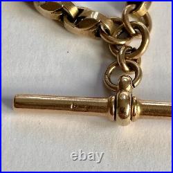 Antique 9ct Gold Albert Chain Edwardian 10.22g Fancy Link 11.5 T-bar Dog Clip