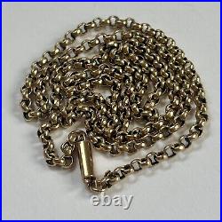 Antique 9ct Gold Belcher Chain 7.06g Edwardian Necklace 50cm 19 Barrel Clasp