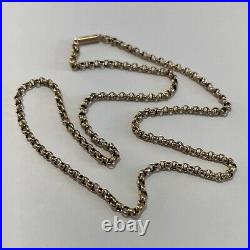 Antique 9ct Gold Belcher Chain 7.06g Edwardian Necklace 50cm 19 Barrel Clasp