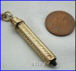 Antique 9ct Gold Fancy Engraved Universal Watch Key Fob And Chain