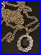 Antique-9ct-Gold-Sapphire-Real-Diamond-Pendant-With-19-Belcher-Chain-Necklace-01-xamr