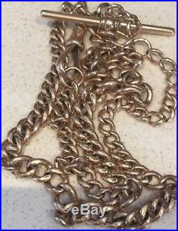 Antique 9ct Rose Gold Albert Watch Chain Necklace Long & Heavy