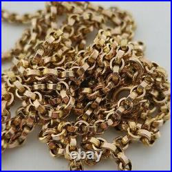Antique 9ct Yellow Gold 41 Inch Belcher Chain Necklace Guards Chain