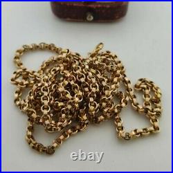 Antique 9ct Yellow Gold 41 Inch Belcher Chain Necklace Guards Chain