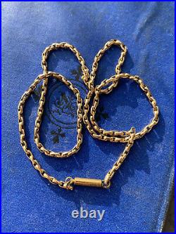 Antique 9ct Yellow Gold Barrel Clasp Chain Necklace