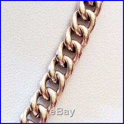 Antique 9ct rose gold cop. Lnd. Polished curb link fob watch chain necklace