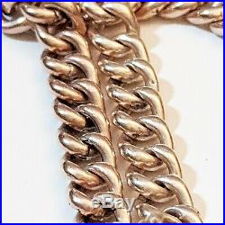 Antique 9ct rose gold cop. Lnd. Polished curb link fob watch chain necklace