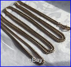 Antique English long guard muff chain In 9ct gold