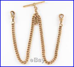 Antique Solid 9Ct Gold Double Albert Watch Chain c 1880s, 42.3g