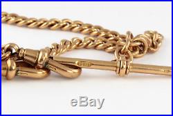 Antique Solid 9Ct Gold Double Albert Watch Chain c 1880s, 42.3g