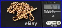 Antique Solid 9Ct Gold Double Albert Watch Chain c 1880s, 42.3g