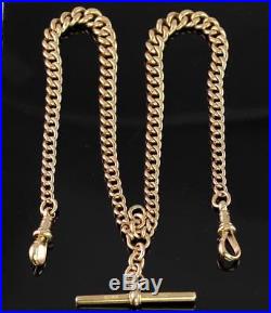 Antique Solid 9Ct Gold Graduated Double Albert Watch Chain / Necklace 44.5g