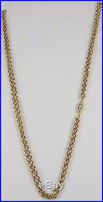 Antique Victorian 43 inch long 9ct gold watch guard chain. Weighs 15 grams