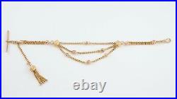Antique Victorian 9Ct Gold Albertina Watch Chain / Bracelet With Tassel Fob
