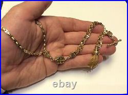 Antique Victorian 9ct Gold Albertina Watch Chain Tassel & Twisted Tbar 23.5g
